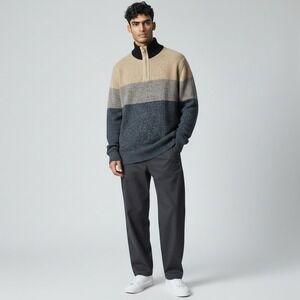 Pronti Quarter Zip Sweater 3XL Multicolor Color Block‎ Marled Knit Pullover